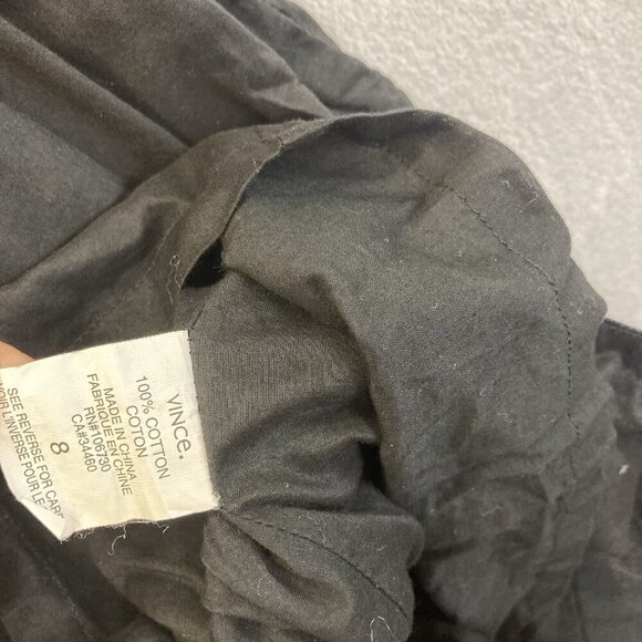 VINCE Smocked Black Sundress Womens Size 8 Lined Cotton V-Neck Empire Waist - Picture 8 of 11